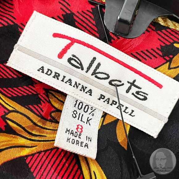 Adrianna Papell x Talbots Suit Jacket & Skirt Set Silk 2pc Jacquard Sz 8 Vintage - Picture 16 of 17